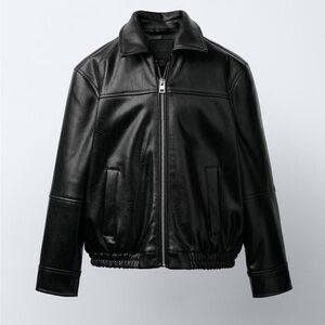 Black Leather Bomber Jacket